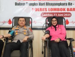 Donor Darah dan Pengobatan Gratis di Polres Lombok Barat Sambut Hari Bhayangkara